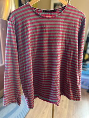 Gudrun Sjoden Striped Long-Sleeve Tee in Pink and Teal